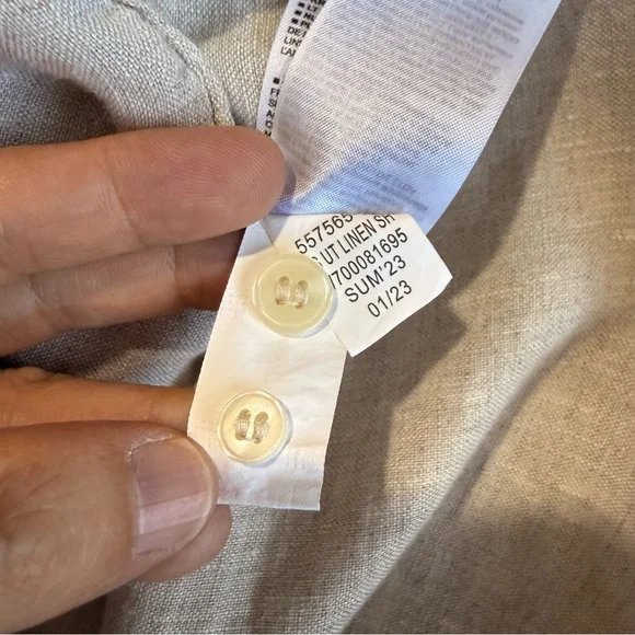 Banana Republic 100% Line Light Beige Shirt Beach Coastal Resortwear Size L - Picture 7 of 9
